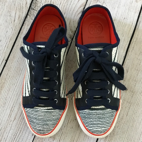 Tory Burch Millie Sneaker - Stripe Snake Print/Grosgrain Size 7 - Picture 12 of 12